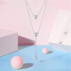 S. the Widow Jewelry - 3 Stone Silver Drop Necklace S. the Widow Jewelry - 3 Stone Silver Drop Necklace